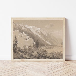Mont Blanc View Chamonix Switzerland Circa 1825 Drawing | Fine Art Print
