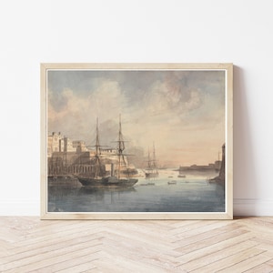 Malta View 1849 Watercolor Painting | Fine Art Print