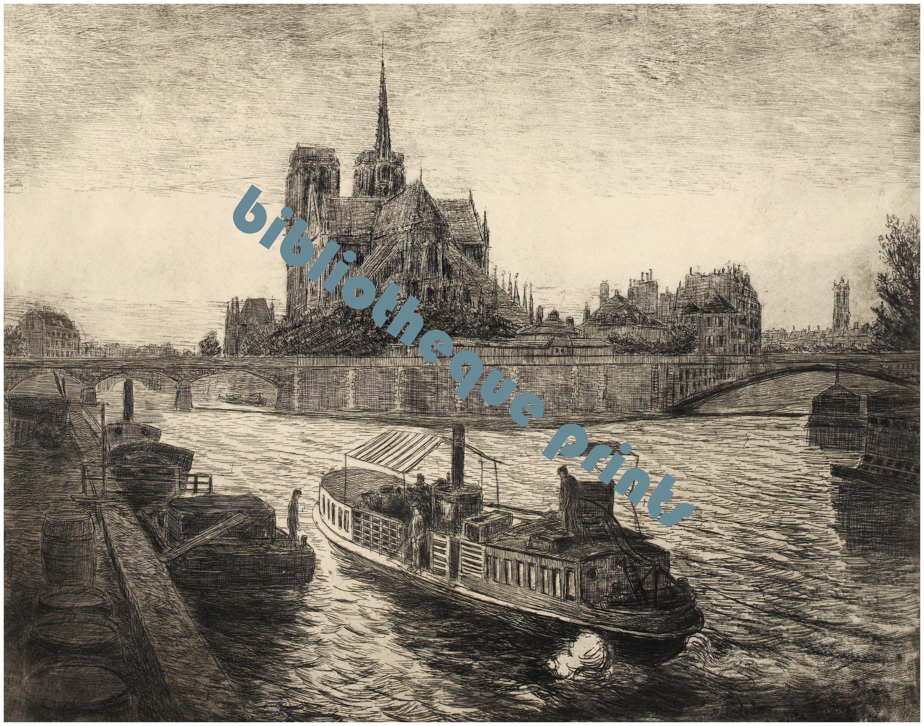 ノートルダム大聖堂、パリ、フランス、1900年頃のエッチング