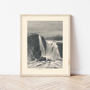 Willamette River Falls Portland Oregon Area View 1872 Incisione Illustrazione / Stampa artistica