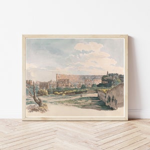 Coliseo de Roma, Italia, vista circa 1800, pintura en acuarela/impresión de bellas artes