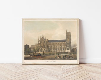 Westminster Abbey London England United Kingdom 1825 Lithograph Illustration | Fine Art Print