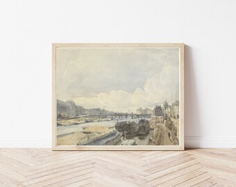 Aquarelle de Paris, France et vue sur la Seine, 1831 | Impression d'art