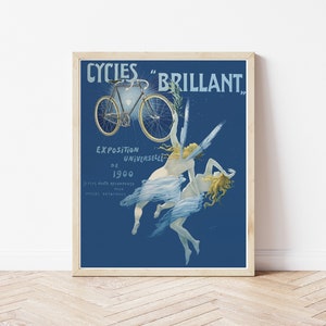 Art Nouveau Cycling Poster, Cycles Brilliant 1900 Bicycle Advertisement | Fine Art Print