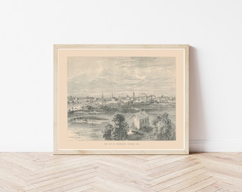 Melbourne Australia Zobacz ilustrację grawerowaną z 1876 r. | Wydruk artystyczny
