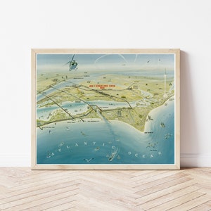 NASA Cape Cape Kennedy Florida Weltraum Küste Karte Kunst 1965 Gemälde | Fine Art Druck