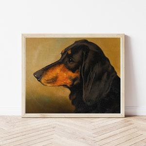 Dachshund Dog Portrait Circa 1890 Oil Painting | Fine Art Print