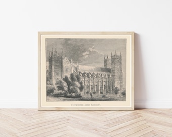 Westminster Abbey London England United Kingdom 1885 Engraving Illustration | Fine Art Print