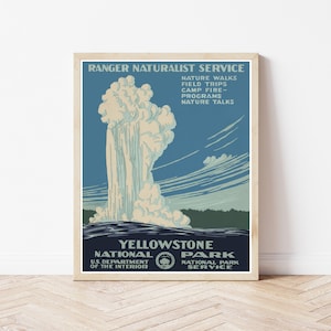 Yellowstone National Park 1938 National Park Service WPA Travel poster | Fine Art Print