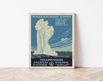 Yellowstone National Park 1938 Travel poster, Fine Art Print