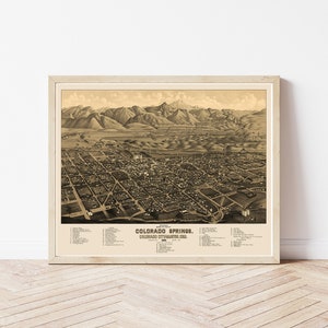 Colorado Springs Colorado 1882 Vogelansicht Karte | Fine Art Druck