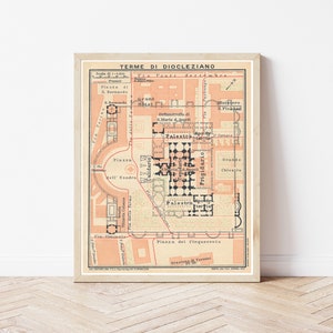 Baths of Diocletian Rome Italy 1924 Map | Fine Art Print