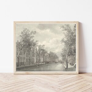 Leiden Netherlands Cityscape Canal & Street View 1807 Drawing | Fine Art Print