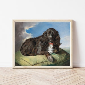 Cocker Spaniel Dog Portrait Circa 1850 Oil Painting  | Fine Art Print