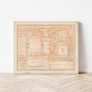 Hampton Court Palace London England 1908 Floor Plan Map | Fine Art Print