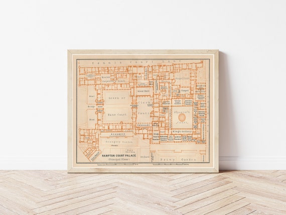 Hampton Court Palace London England 1908 Floor Plan Map | Fine Art Print