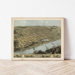 Omaha Nebraska 1868 Vogelansicht Karte | Fine Art Druck