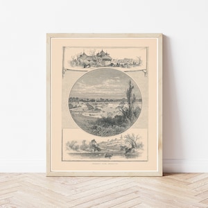 Vistas de Prospect Park, Brooklyn, 1874. Ilustración grabada/impresión artística.