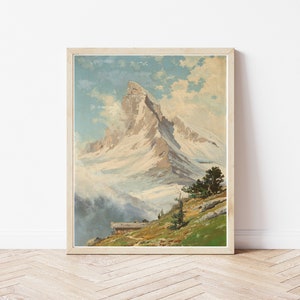 Matterhorn Mountain Zermatt Switzerland Circa 1925 Oil Painting | Fine Art Print
