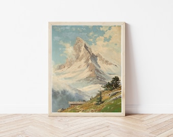絵画 Brown Mountain Antique Original Cornelius de Bruin 1870-1940 Oil Painting