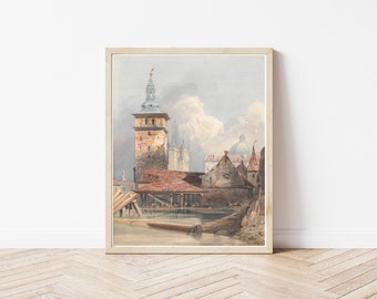 Prag Tschechien Ansicht 1847 Aquarell Malerei | Fine Art Druck