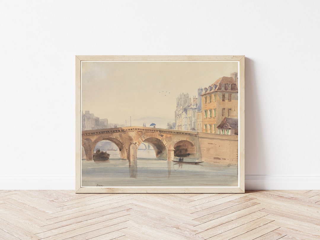 パリ「ポンヌフ」水彩画 パリ「ポンヌフ」水彩画 Paris France Pont Neuf View Circa 1830
