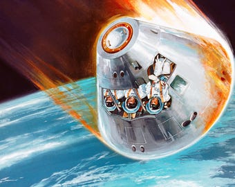 NASA アポロ7号宇宙探査コンセプトアート 1968年 絵画 | ファイン