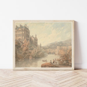 Bath, Inglaterra, Reino Unido. Vista de 1790. Pintura en acuarela/impresión de bellas artes.