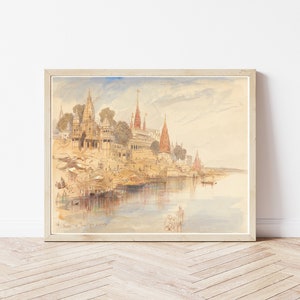Varanasi (Benares) India View 1873 Watercolor Painting | Fine Art Print