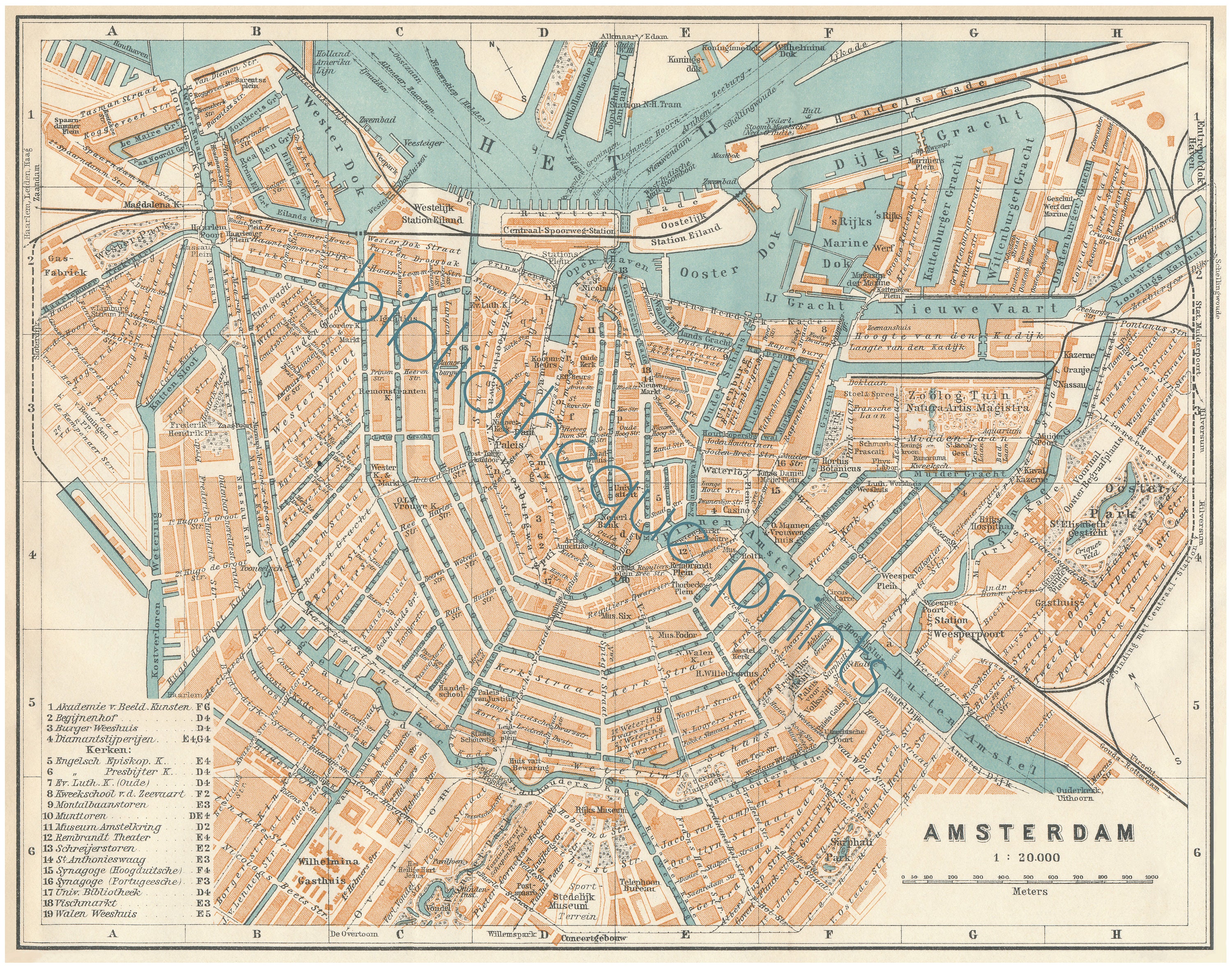 アムステルダム オランダ 1910年市地図 | ファインアートプリント