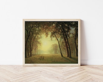 Deer in Forest Clearing Yosemite National Park Circa 1860 Landscape Painting  | Fine Art Print