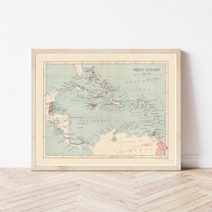 Caribbean 1927 Map Fine Art Print image 1