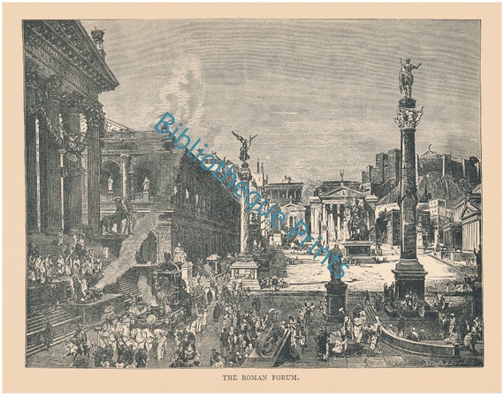 フォロ・ロマーノ 古代ローマ イタリア 1885年 彫刻イラスト