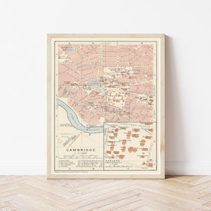 Mapa de la Universidad de Harvard y Cambridge, Massachusetts, 1909 / Impresión de bellas artes