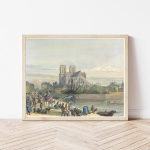 Notre Dame Paris France Vue vers 1840 Aquarelle | Impression d'art