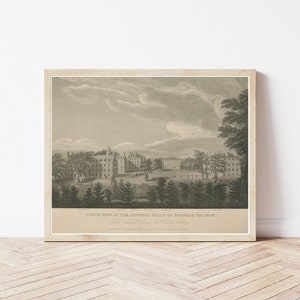 Harvard University View 1823 Engraving Illustration | Fine Art Print