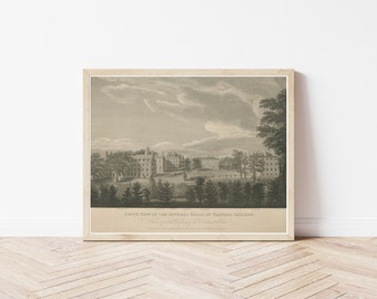 Harvard University View 1823 Engraving Illustration | Fine Art Print