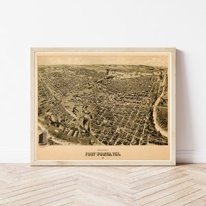 Fort Worth Texas 1891 Vogelansicht Karte | Fine Art Druck
