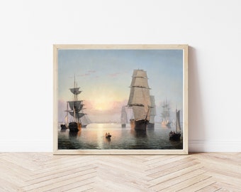 Boston Harbor Boston Massachusetts Sunset View Circa 1850 Painting | Fine Art Print