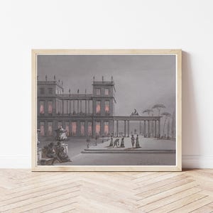 Italian Palazzo Villa Terrace View Circa 1800 Watercolor Painting | Fine Art Print