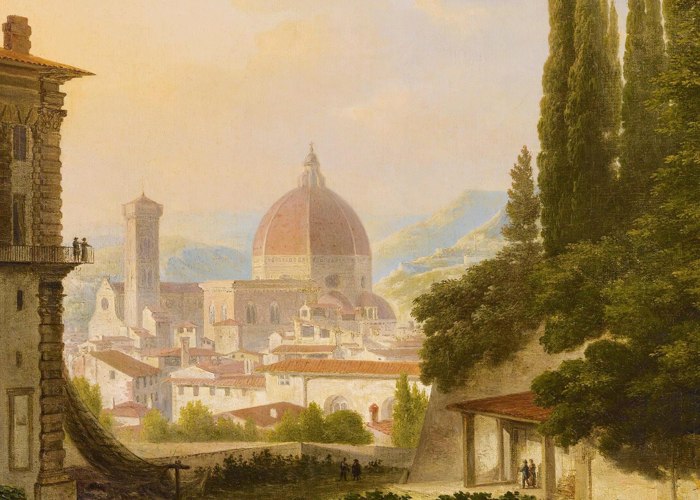 フィレンツェの街並み（イタリア） 1825年頃 油絵 | ファインアート
