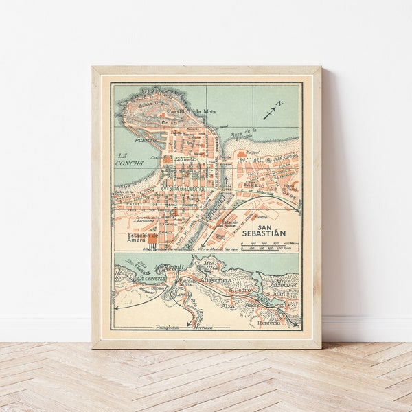 San Sebastian Spain 1930 Map Fine Art Print