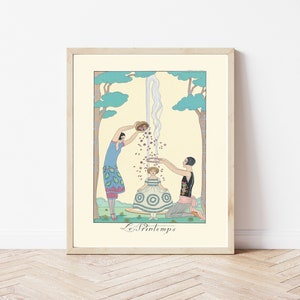 Art Deco 1920&#39;s Spring Fashion & Style Illustration, Flapper Fashion 1925 Lithograph | Fine Art Print