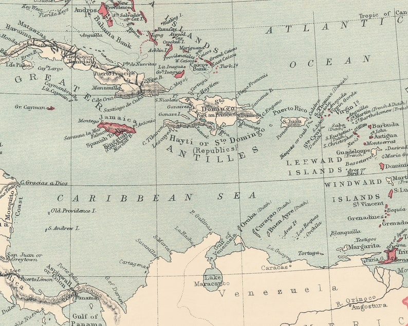 Caribbean 1927 Map Fine Art Print image 3
