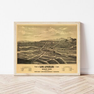 Los Angeles California 1877 Vogelansicht Karte | Fine Art Druck