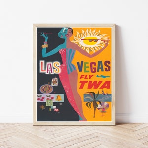 Las Vegas Fly TWA 1962 Vintage Travel poster | Fine Art Print