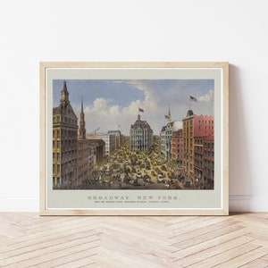 Ilustración litográfica de Manhattan Broadway, Nueva York, 1875 / Impresión artística