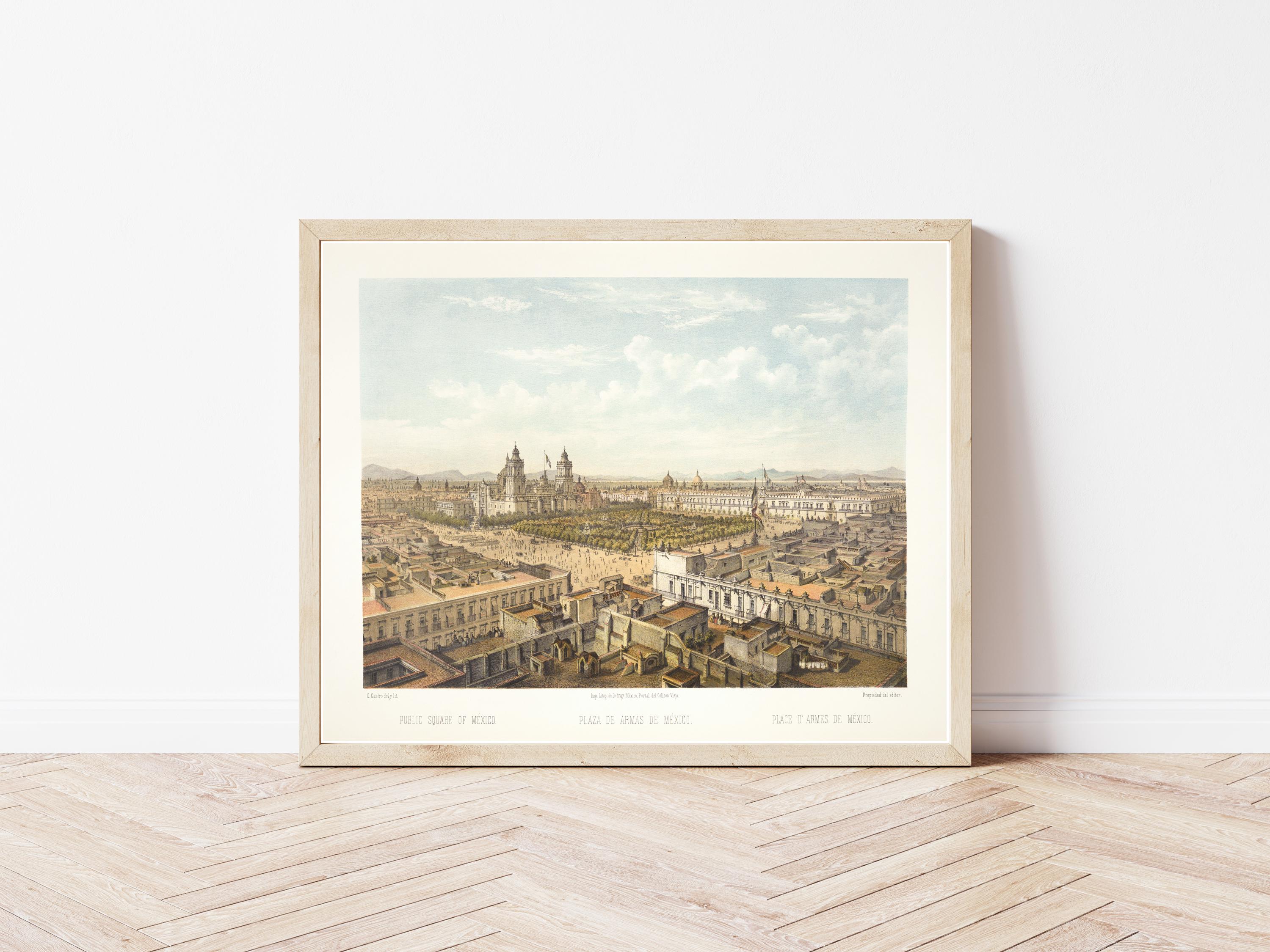 Mexico City View 1869 Lithograph Illustration | Fine Art Print