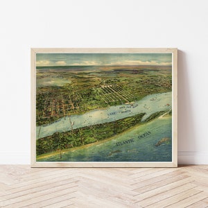 West Palm Beach en Lake Worth, Florida 1915 in vogelvluchtkaart | Kunstafdruk