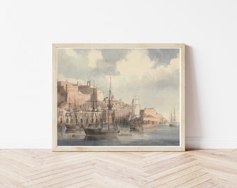 Vista de Malta, 1849, acuarela/impresión artística